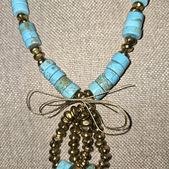 Persian Turquoise and Fair Trade bead Necklace - Picture 5 of 7